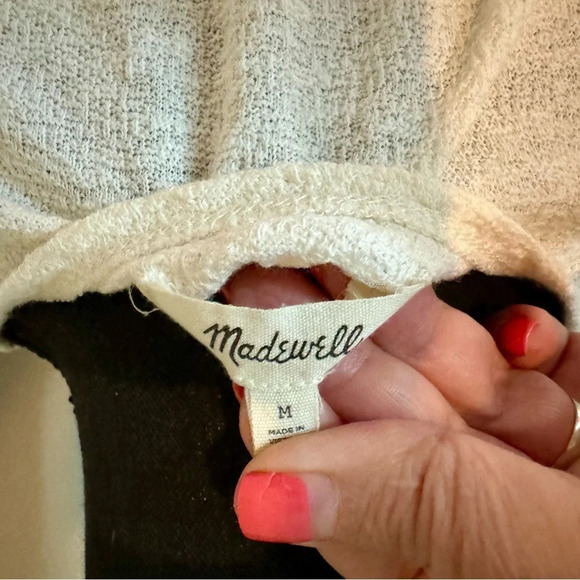 Madewell Texture & Thread Wrap/Tie‎ Top Ivory Size M V-neck Short Sleeves - Picture 3 of 4